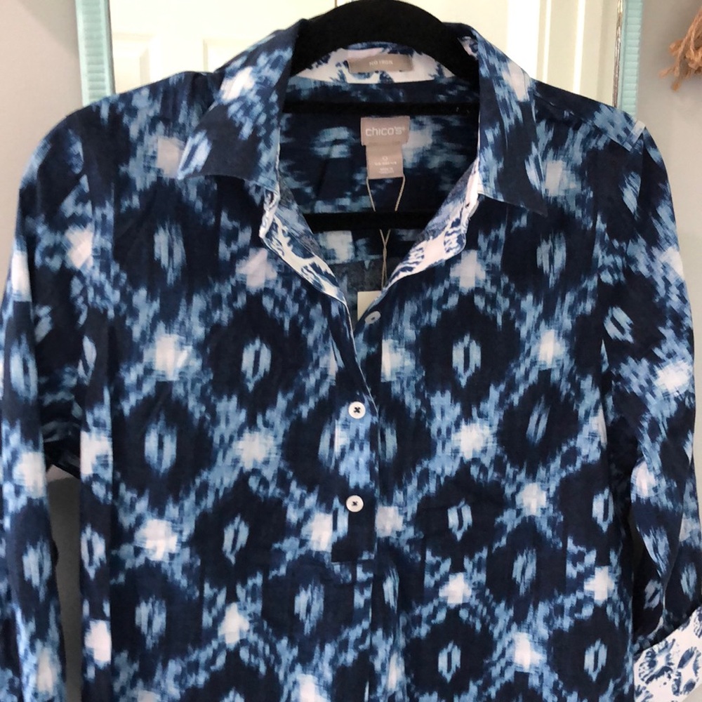 NWT Chico’s 0 okay blue tunic top